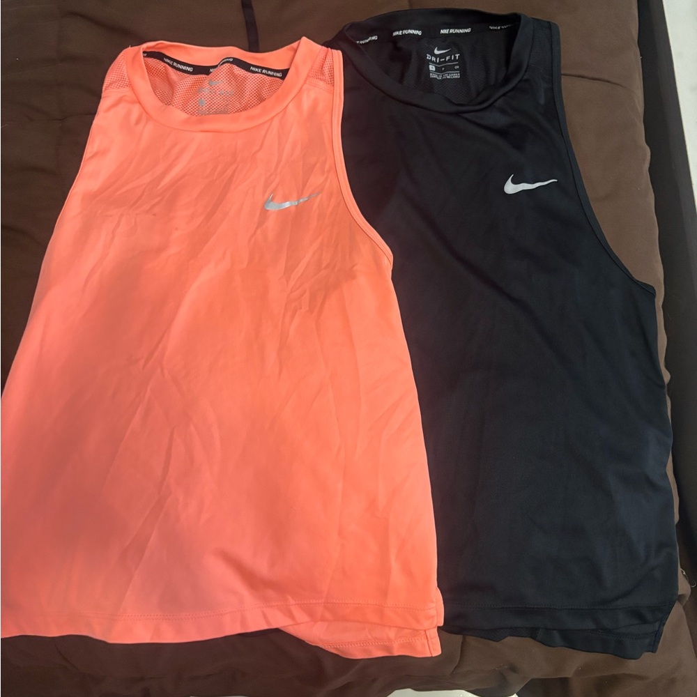 Nike Black and Pink Sleeveless Tops